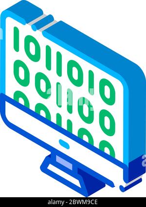 Artificial Intelligence Binary Code isometric icon vector illustration Stock Vector