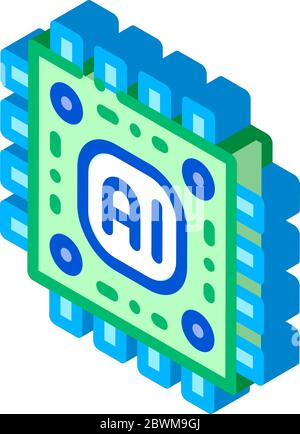 Artificial Intelligence Microchip isometric icon vector illustration Stock Vector