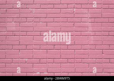 Dusty rose colored painted brick wall, creative copy space, horizontal aspect Stock Photo