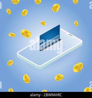 Isometric Vector Illustration Of Mobile Payments Concept Stock Vector