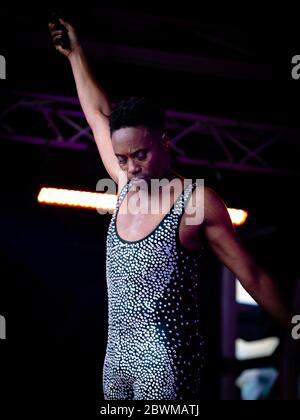 LONDON, ENGLAND - JULY 06: Billy Porter during Pride In London 2019. Pride In London is the UK’s biggest, most diverse Pride which provides a platform Stock Photo