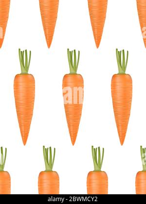 Vector seamless pattern with realistic carrots on white. Stock Vector