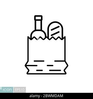 Paper bag with food vector icon Stock Vector