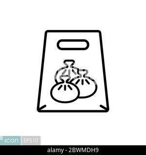 Fast food delivery take away paper bag icon. Stock Vector