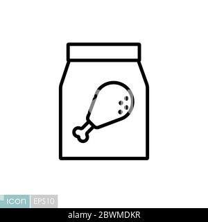 Paper bag with food vector icon. Leg chicken sign Stock Vector