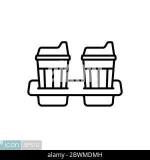 Two glasses of coffee in the stand vector icon Stock Vector