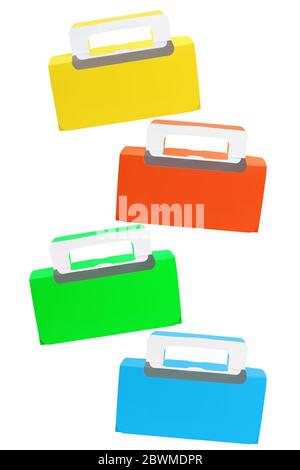 Four Colourful Takeaway Cake Boxes on White Background Stock Photo