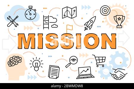 Banner of business mission statement. Concept of word mission Stock Vector