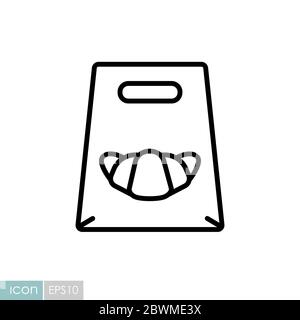 Fast food delivery take away paper bag icon. Stock Vector