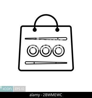 Sushi delivery vector icon. Bag for sushi delivery Stock Vector