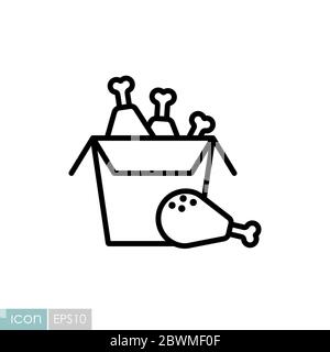 Fried chicken in the box vector icon Stock Vector