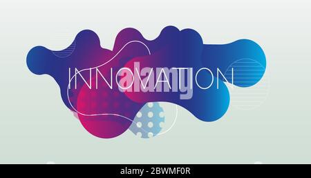 Creative vector illustration with colorful geometric shapes and word INNOVATION on white background Stock Vector