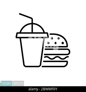 Burger with soft drink vector icon Stock Vector