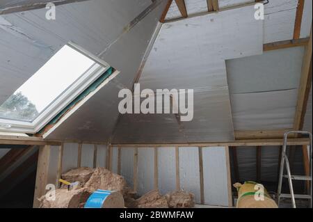 Unfinished residential loft conversion Stock Photo