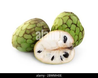 Cherimoya fruits isolated on a white background Stock Photo