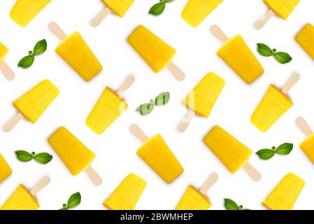 Pattern from mango popsicle isolated on white background Stock Photo