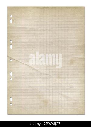 Old worn lined paper sheet texture background. Stock Photo