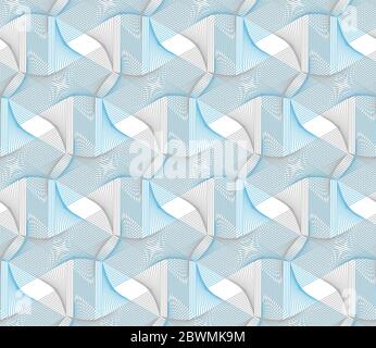 Guilloche vector seamless blue pattern. Color background with thin lines and optical blending effect. Guilloche texture Stock Vector