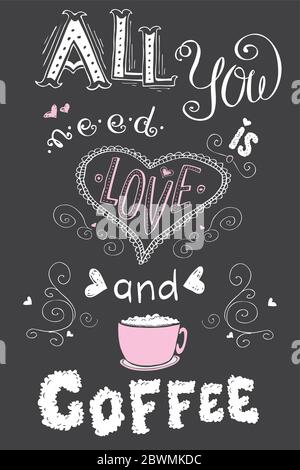 All you need is love hand drawn lettering Vector Image