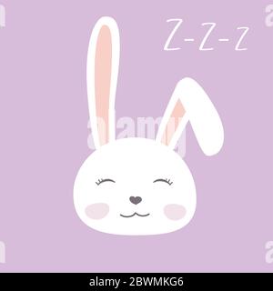 Cute cartoon face of a sleeping bunny,doodle vector illustration Stock  Vector Image & Art - Alamy