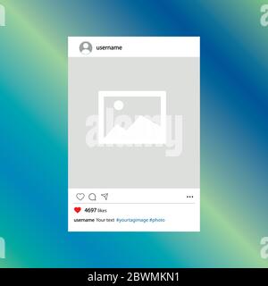 social network photo frame on colorful background,ui template,stock vector illustration Stock Vector