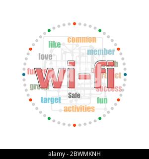 Text wi fi. web design concept . Word collage with different association terms Stock Photo