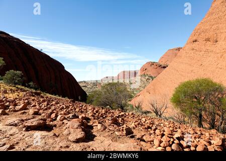 View of a section of the Valley of the winds at Kata Tjuṯa, in the Uluru-Kata Tjuṯa National Park, Northern Territory, Australia Stock Photo