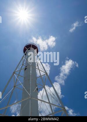 Historic Gasparilla Island Light  or range light in Gasparilla Island State Park on the Gulf of Mexico in southwest Florida in the United States Stock Photo