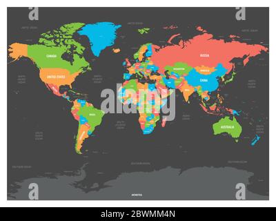 World map. High detailed political map of World with country, capital ...