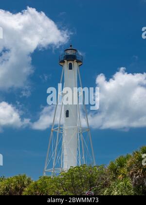 Historic Gasparilla Island Light  or range light in Gasparilla Island State Park on the Gulf of Mexico in southwest Florida in the United States Stock Photo