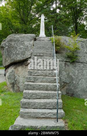 Ordination Rock in Tamworth, New Hampshire USA. This is where the Rev. Parson Samuel Hidden was ordained on September 12, 1792. Stock Photo