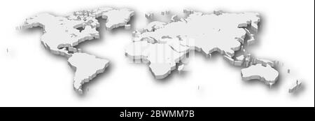 3D map of Asia continent. Extruded white vector map with dropped shadow ...
