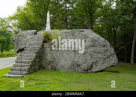 Ordination Rock in Tamworth, New Hampshire USA. This is where the Rev. Parson Samuel Hidden was ordained on September 12, 1792. Stock Photo