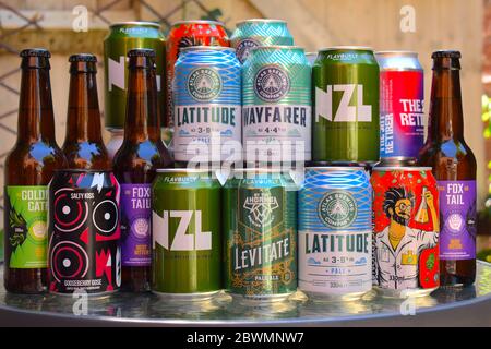 Beer cans and bottles. Top craft beers selection brewed fresh exclusively for Flavourly community delivered free at unbeatable value no minimum order Stock Photo