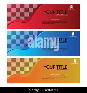 abstract elegant banner blue, red and orange, design template vector Stock Vector