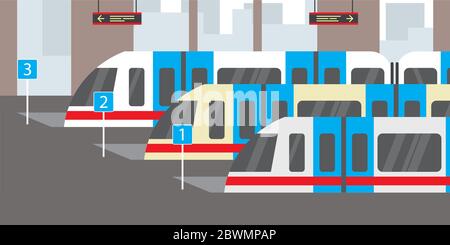 Empty train station,transportation concept,flat vector illustration Stock Vector