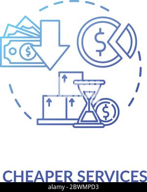 Cheaper services blue gradient concept icon Stock Vector