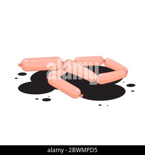 sausage chain on a white isolated background. Vector image Stock Vector