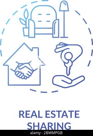Real estate sharing blue gradient concept icon Stock Vector