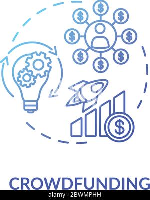 Crowdfunding blue gradient concept icon Stock Vector