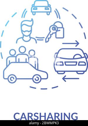 Car sharing blue gradient concept icon Stock Vector