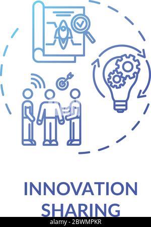 Innovation sharing blue gradient concept icon Stock Vector
