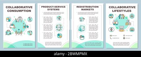 Collaborative consumption types brochure template Stock Vector
