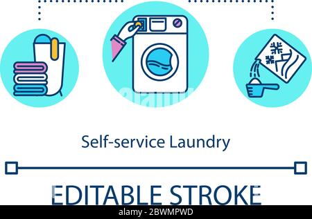 Self service laundry concept icon Stock Vector