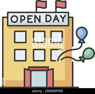 Open house day RGB color icon Stock Vector