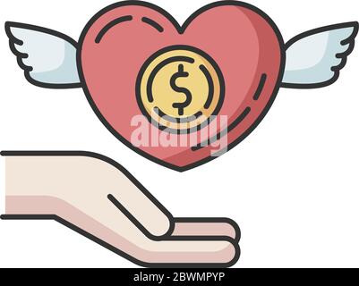 Participation in charity RGB color icon Stock Vector