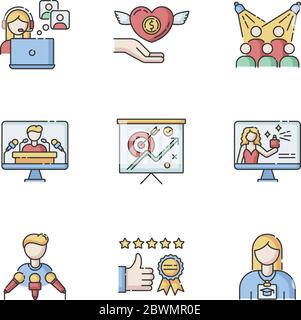 Promotion RGB color icons set Stock Vector