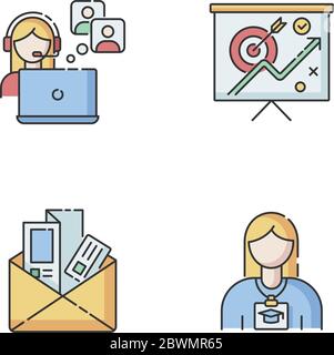 Marketing RGB color icons set Stock Vector
