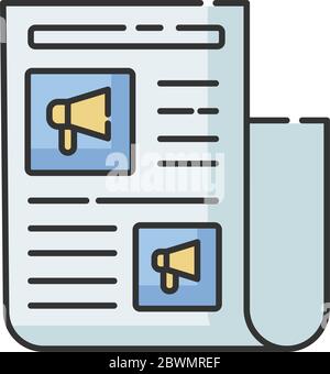 Advertorial RGB color icon Stock Vector