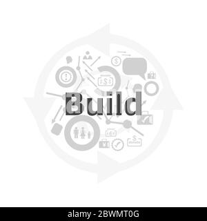 The word build on digital screen, business concept . Icon and button set Stock Photo